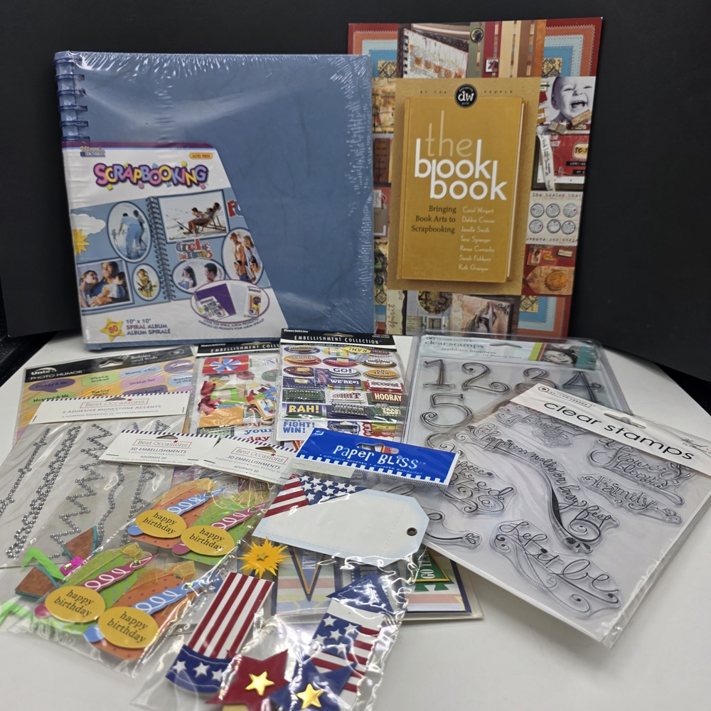 Lot of 185pc Scrapbook Kit w/Idea Book & Spiral Album 9 packs 2002-2007 NEW